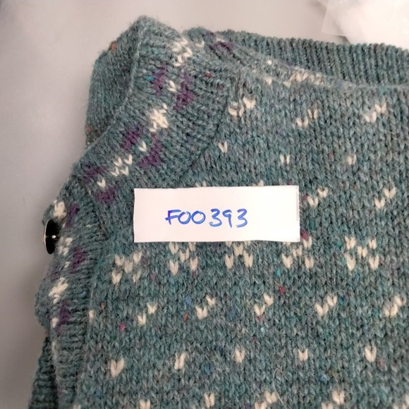 REI 85% Wool Cardigan Button Front Grandma Sweater Green Floral Women's Small - Picture 12 of 12